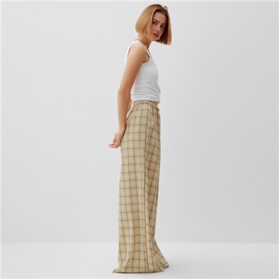 Брюки женские MINAKU: Casual Collection, бежевая клетка, размер 50