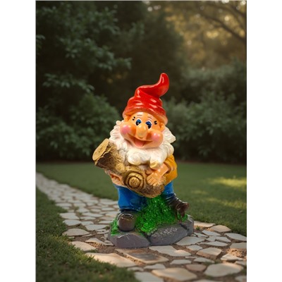 Садовая фигура из гипса «Гном с бревном», 37×19×23 см