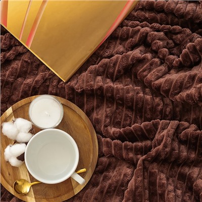 Плед «Этель. Клетка», 150×200 см, корал-флис, коричневый