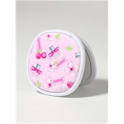 Зеркало складное «Флаконы», 7.5×7.5 см, с увеличением х2, нежно-розовое