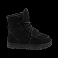 Ботинки из натуральной кожи на меху 607 черные