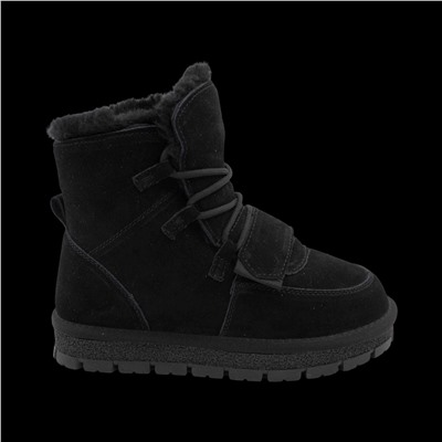 Ботинки из натуральной кожи на меху 607 черные