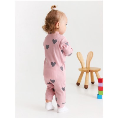 Комбинезон Крошка Я «Сердца», рост 62-68 см, цвет розовый