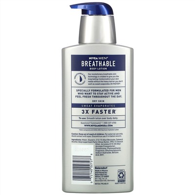 Nivea, Men, Breathable Body Lotion, 13.5 fl oz (400 ml)