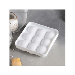 Форма для муссовых десертов и выпечки Доляна «Сладкие шарики», силикон, 14.8×4.1 см (внутренний размер 12.5×12.5 см), белая