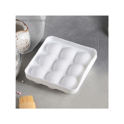 Форма для муссовых десертов и выпечки Доляна «Сладкие шарики», силикон, 14.8×4.1 см (внутренний размер 12.5×12.5 см), белая