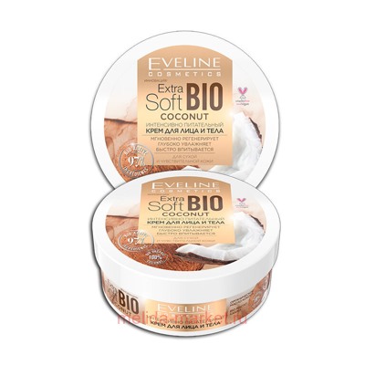 Eveline Крем для лица и тела EXTRA SOFT BIO интенсивный питательный Coconut 200 мл
