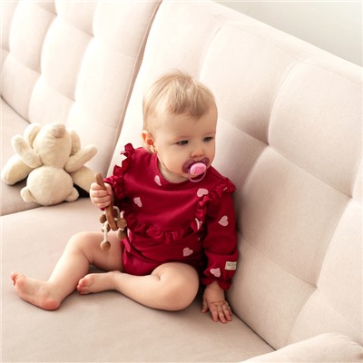 Боди детское с рюшами MINAKU, рост 62-68 см, красное