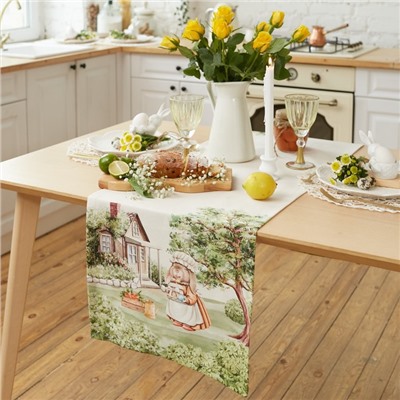 Дорожка на стол Этель «Кроличья ферма» 40×149 см, 100% хлопок, саржа 190 г/м², белая