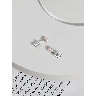 Серьги-пусеты из серебра с культивированным жемчугом цвета лаванда родированные 925 пробы 04-702-0027-06