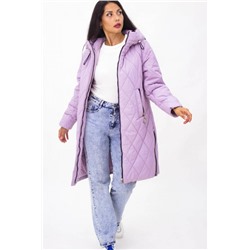 Демисезонная женская куртка удлиненная с капюшоном арт.2819 (Сиреневый)