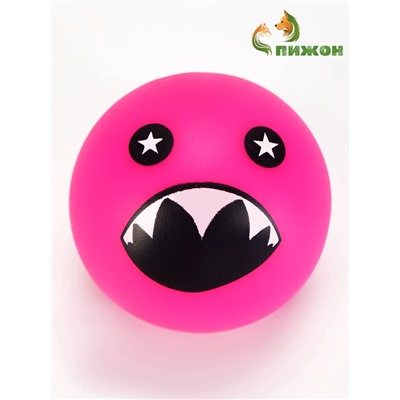 Игрушка для собак «Мяч монстр», 7 см, пищащая, розовая