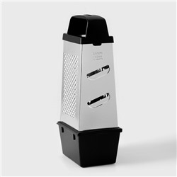 Тёрка с контейнером КВАРЦ «Комфорт», 4 грани, 450 мл, 11×8.5×27 см, металл, МИКС