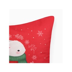 Наволочка декоративная новогодняя «Этель. Зайчик» 40×40 см, велюр