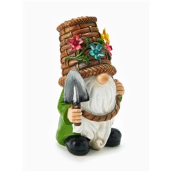 Садовая фигура из полистоуна «Гном с лопатой», 24×14×13.5 см, с подсветкой