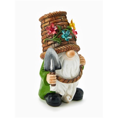 Садовая фигура из полистоуна «Гном с лопатой», 24×14×13.5 см, с подсветкой