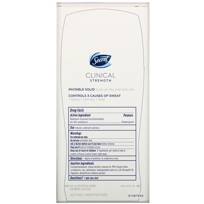 Secret, Clinical Strength Antiperspirant/Deodorant,  Invisible Solid, Powder Protection, 2.6 oz (73 g)