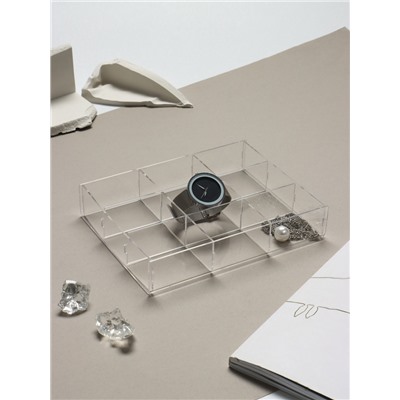 Подставка для украшений на 9 ячеек, 20.3×15.4×3.8 оргстекло 2 мм