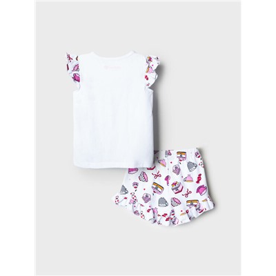 Комплект трикотажный для девочек: джемпер (футболка), шорты