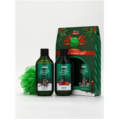 Подарочный набор новогодний: гель для душа, пена для ванны и мочалка, URAL LAB