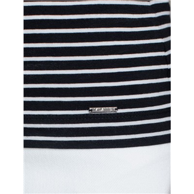 Футболка облегающая в тонкую черно-белую полоску из премиального хлопка с эластаном
