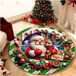 Уютный  и очень красивый Новогодний  коврик, противоскользящий, диаметр 900 мм