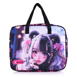 Папка для тетрадей, ИЗО и технологии "I Love Anime" A4 (36x28x8 см) плотный износостойкий полиэстер с водоотталкивающей пропиткой, с каучуковой аппликацией