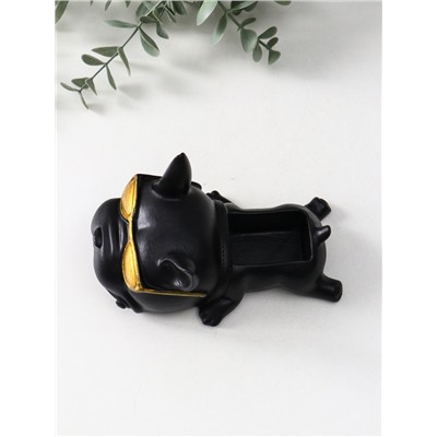 Подставка для мелочей «Французский бульдог в очках», 7×14×8.5 см, чёрная