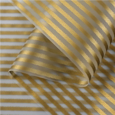 Пленка матовая для цветов «Полосы», золото, 57 см × 5 м