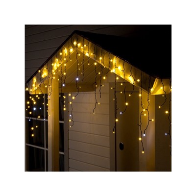 УЦЕНКА Гирлянда «Бахрома» 3×0.9 м, IP44, УМС, тёмная нить, 160 LED, мерцание белым, 220 В, свечение тёплое белое