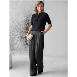 Джемпер поло с застежкой на пуговицы из хлопковой пряжи с пайетками