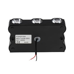 Светильник фасадный «Глосс», 6 Вт, 3000К, 3 луча, IP65, 220 В, пластиковый корпус, чёрный, свечение тёплое белое