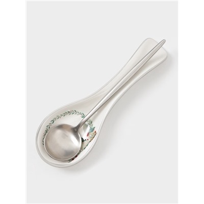 Подставка под ложку новогодняя Доляна «Домашние гномики», 22.3×7.1×2.5 см, доломит, белая