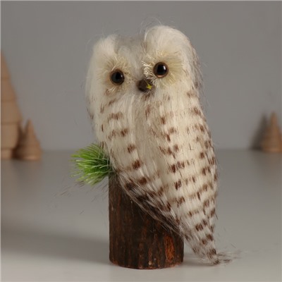 Фигурка «Пушистик: Совушка Белая на пеньке», 8×7.5×15 см