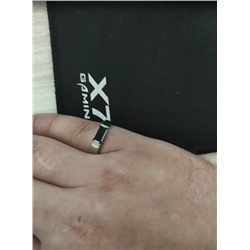 Печатка из серебра с фианитом родированная 925 пробы Пч-205р