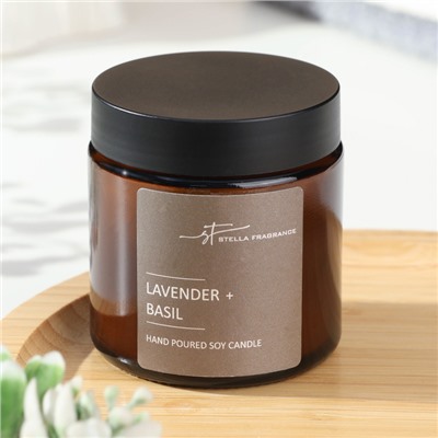 Ароматическая свеча в банке Lavender basil, соевый воск, 90 г, лаванда и базилик