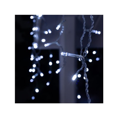 Гирлянда «Бахрома» 4×0.6 м, IP44, прозрачная нить, 180 LED, свечение белое, мерцание белым, 220 В