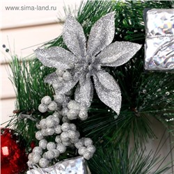 Венок новогодний d=25 см «Зимнее волшебство. Цветы и подарочки», декор серебристый
