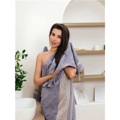 Махровое полотенце "Эллада"- серая дымка 70*140 см. хлопок 100%