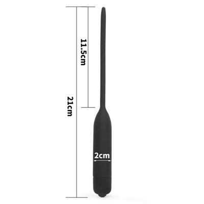 Черный уретральный виброплаг Silicone Vibrating Urethral Dilator - 21 см.