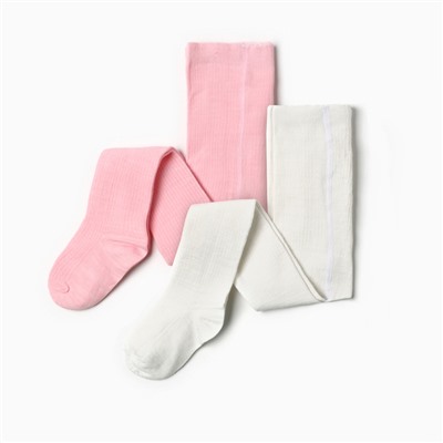 Колготки детские Крошка Я BASIC LINE, набор 2 пары, рост 62-68 см, молочный, розовый