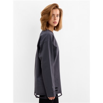 Лонгслив женский MINAKU: One Most Brand, графитовый, размер onesize