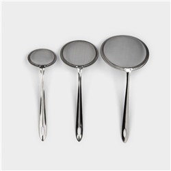 Сито набор Доляна «Металлик» для снятия пены, 3 штуки, серебристое
