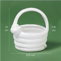 Конфетница Доляна «Милые змейки», 12.6×11.8×14 см, доломит, белая