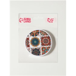 Зеркало складное «Витраж», d=7.3 см, с увеличением х2, белое/оранжевое