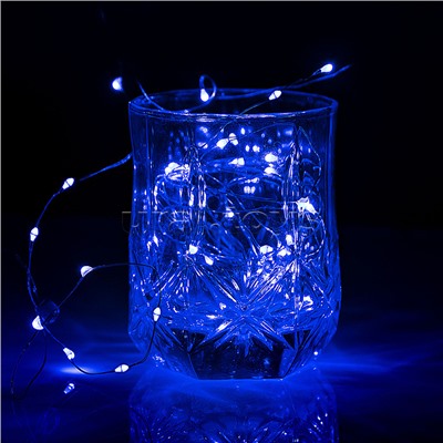 Электрогирлянда светодиодная, с солнечной батареей, 20 м, 200 ламп, синий