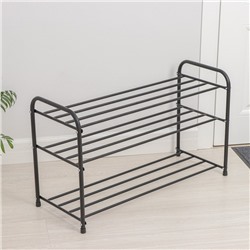Подставка для обуви, 3 полки, 82,5×32×48,5 см, чёрная