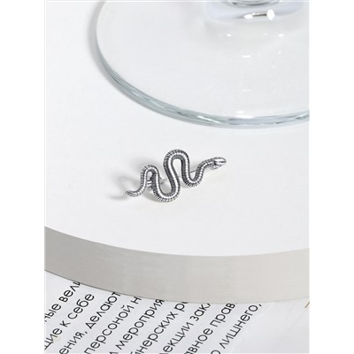 Брошь из чернёного серебра - Змея Бр-18ч