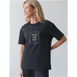 Футболка с принтом свободная эластичная из премиального хлопка