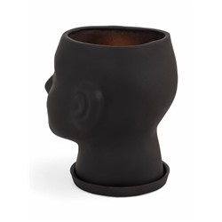 Горшок-органайзер «Голова», керамика, чёрное, 3 л, 24×19 см